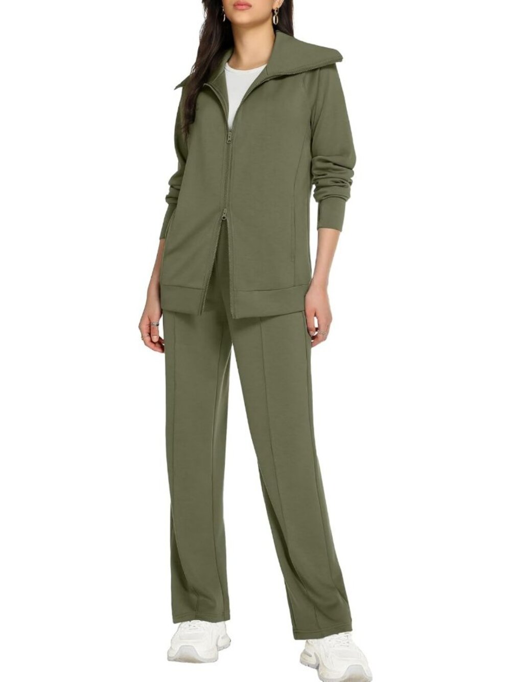 Chic Women's 2-Piece Lounge Set | Zip-Up Track Suit for Comfort & Style